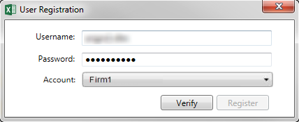 Screen capture showing sample account selection during the registration.